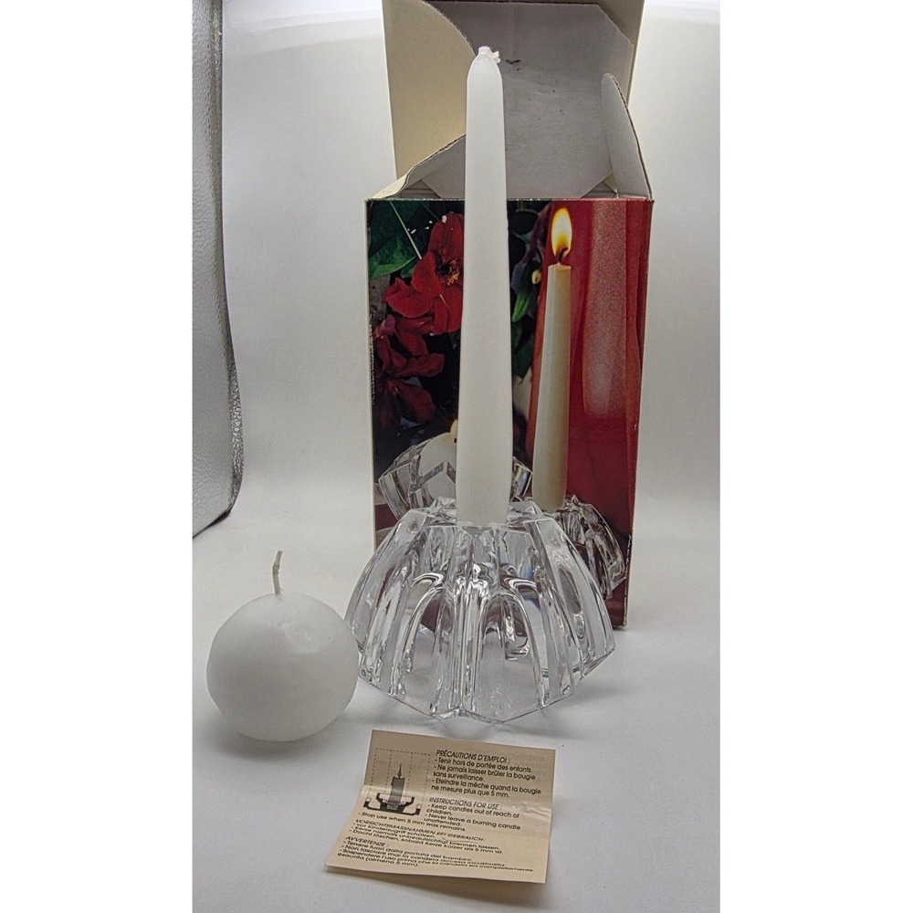 Cristal d'Arques Gigogne Candleholder Crystal 2-Way France 24% Lead Clear NEW